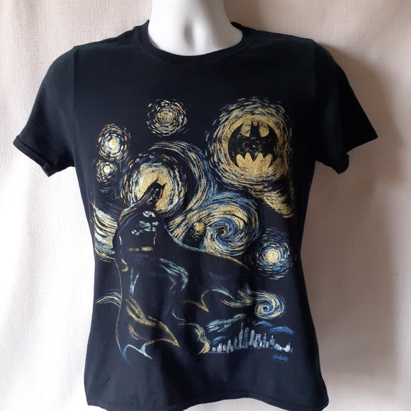 Batman Van Gogh men's black short sleeve t-shirt size S - Picture 1 of 8